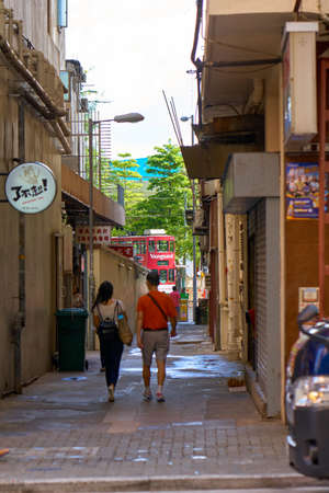 HONG KONG - JUNE 30, 2018: Beautiful view of Hong Kong streets at morning.のeditorial素材