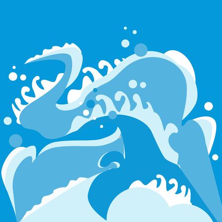 Abstract vector blue background. Wave, sea foam in blue color. Composition with sea foam, stipple waves. Print or Poster Design for Summer production, poster, printed materials, textile, cosmetics.のイラスト素材