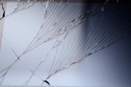 black broken smartphone screen close up