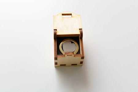 vintage wooden crate on a white background with a heart inside