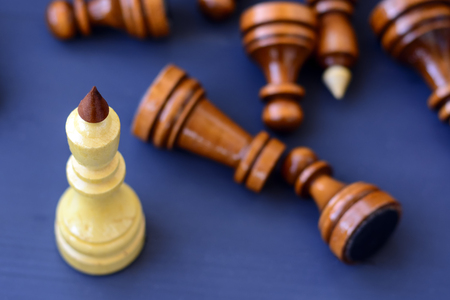 Concept of leadership, success, motivation. Chess pieces on the Boardの写真素材