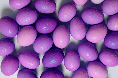 Ultraviolet a bunch of eggs lying on a white background.の写真素材