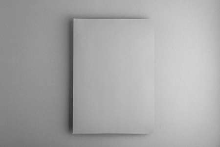 blank A4 brochure layout on ultimate gray background, template with copy space, mockupの写真素材