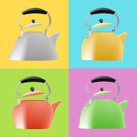 Teapots of different typesのイラスト素材