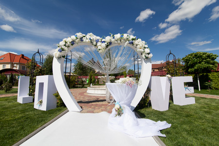 Arch at wedding ceremony outdoorの写真素材