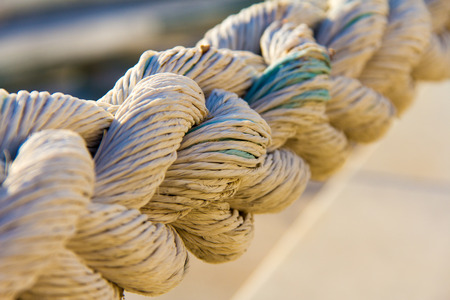 thick marine rope made of strong twisted threads