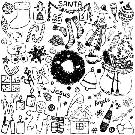 Christmas Sketch Doodlesのイラスト素材