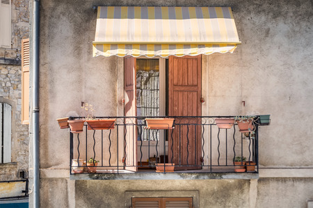 Colorfull windows and doors of romantic summer at Provence, France.の写真素材