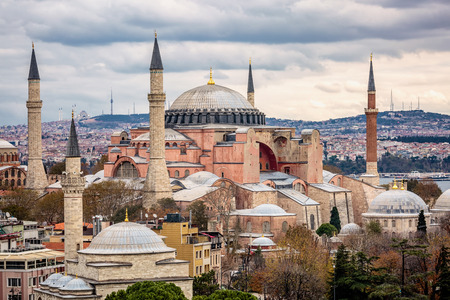 Blue mosque with six  minarets, Istanbul, Turkey.