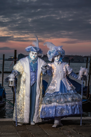 Venice Carnival 2018. Decorated mask in Piazza San Marco, Venice, Italy.のeditorial素材