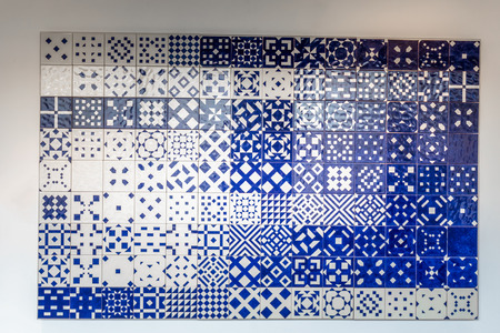 Typical traditional decoration of the facades in Lisbon. Traditional handmade ceramic tiles...