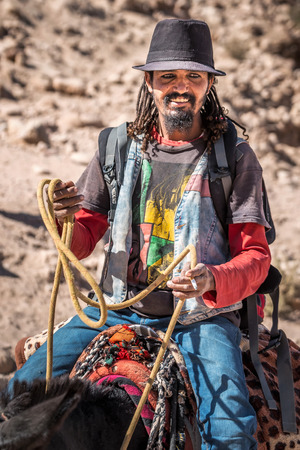 PETRA, JORDAN - OCTOBER 24, 2016: Portrait of local Bedouins in Petra, Jordan.