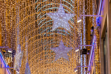 New Year decoration at night in Munich, Germany.の写真素材