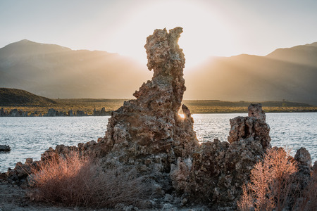 Sunset at the Mono Lake, at the Yosemite National Parkの写真素材