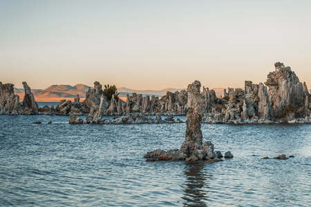 Sunset at the Mono Lake, at the Yosemite National Parkの写真素材