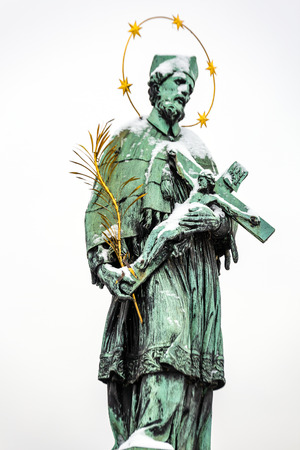 Charles bridge in winter morning at Prague Czech Republic. This bridge is the oldest in the city and a very popular tourist attraction.の写真素材