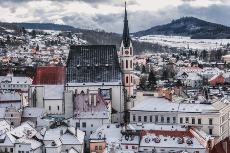 City panorama in the Cesky Krumlov, Czech Republicの写真素材