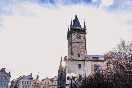 Old town in the Prague in a winter dayの写真素材