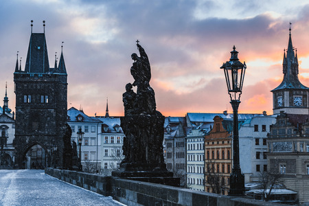 Old town in the Prague in a winter dayの写真素材