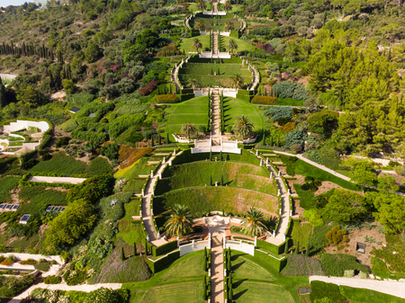Beautiful view of the Baha'i gardens with a bird's eye viewの写真素材