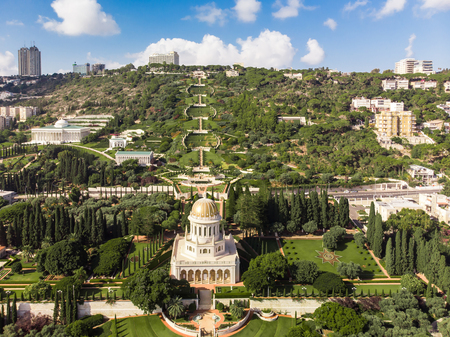 Beautiful panorama of the Baha'i gardens with a bird's eye viewの写真素材