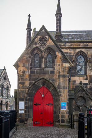 Red door Royal Mile Edinburgh - Scotlandの写真素材