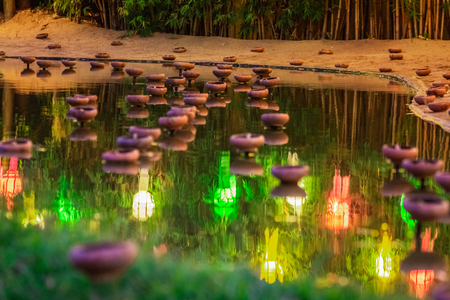 Loi krathong lantern festival held yearly at November every year. Show of respect and worship. Festival in Chaing Mai Thailand.の写真素材