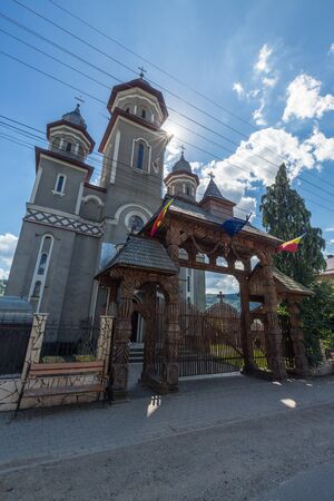BÃ¢rsana's Church of the Presentation of the Virgin in the Temple is one of eight Wooden Churches of MaramureÈの写真素材