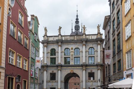 Gdansk, Poland - June 23 2018: The yard with beautiful, stylish and colorful buildings, in the...