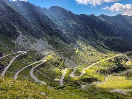 Sibiu, Romania - July 05 2018: Transfagarasan mountain road, Romanian Carpathians.