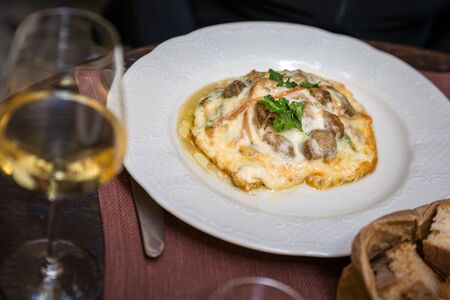 Tasty dish in the restaurant in Randazzo Sicily, Italy.の写真素材