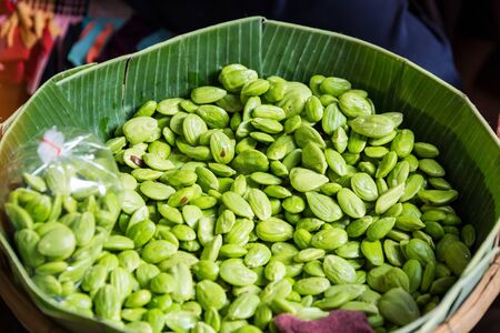 Green pumpkin seeds, which are sold in Bangkok's market capital of Thailand.