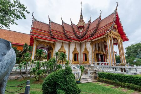 Wat Chalong with elephant  statue located in Phuket Island.