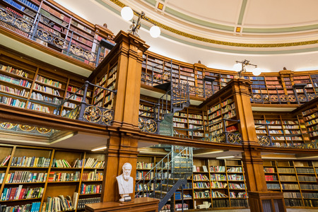 Liverpool Central Library inside a beautiful round reading room with a lot of booksのeditorial素材