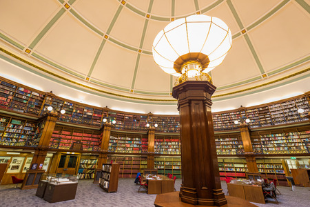 Liverpool Central Library inside a beautiful round reading room with a lot of booksのeditorial素材