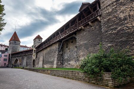Tallinn the capital of Estonia. Gates in the fortress wall of the castle at the historic old town at Tallinn, Estonia.の写真素材