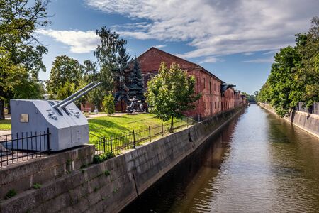 The channel of the Obvodny Canal and Kronstadt Admiralty in the historical part of the cityの写真素材