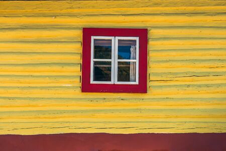 Colorful wooden houses in Vlkolinec village in northern Slovakia. A Unesco heritage village with well-preserved wooden country houses.の写真素材
