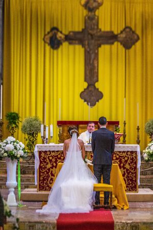 Catania, Italy - September 30 2017: Wedding in the church.のeditorial素材