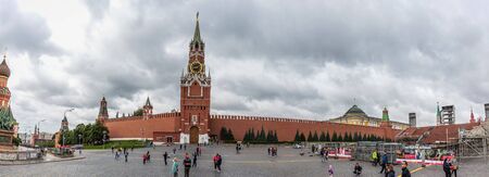 Kremlin and St Basil's Cathedral on the Red Square in Moscow in summer, Russia. Moscow Kremlin is...