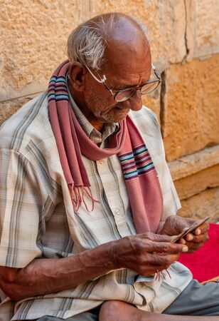 Jaisalmer, India - March 10 2017: Old town with local people.のeditorial素材
