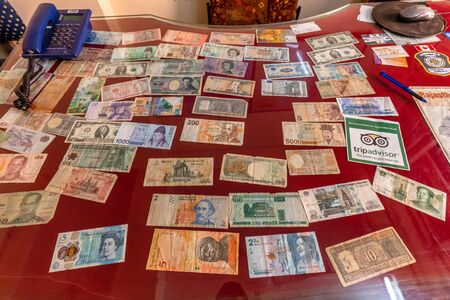 Jaisalmer, India - March 10 2017: Old money on the table.