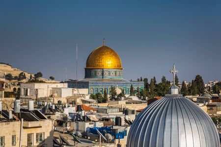 Western Wall and golden Dome of the Rock in Jerusalem Old City, Israel.