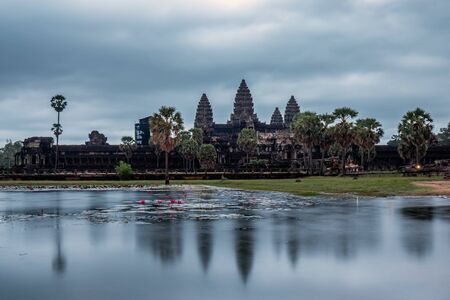 Blue hour before sunrise over Angkor Wat, Siem Reap, Cambodia.の写真素材
