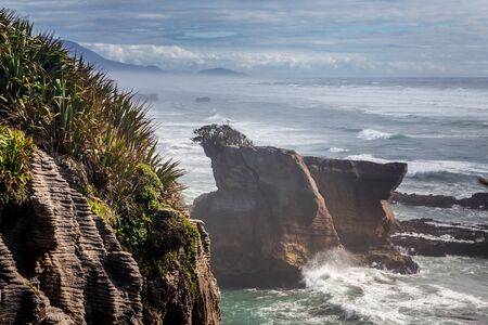 Punakaiki Pancake Rocks in Paparoa National Park, West Coast, South Island, New Zealand.