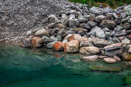 Green lake at Fox Glacier Valley Walk, New Zealand.の写真素材