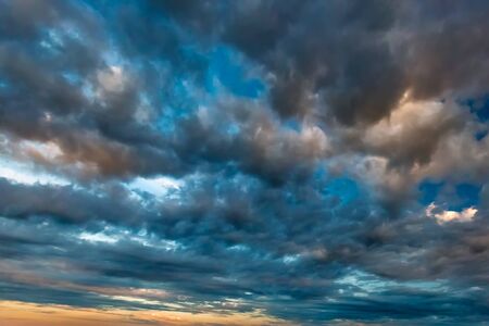 Dramatic sky over Tongariro Crossing track, Tongariro National Park, New Zealand.の写真素材
