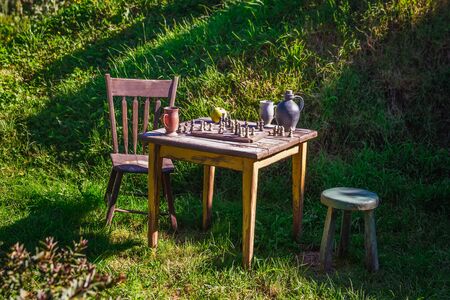 Chess board at  New Zealand. The place where hobbits live in their holes.の写真素材