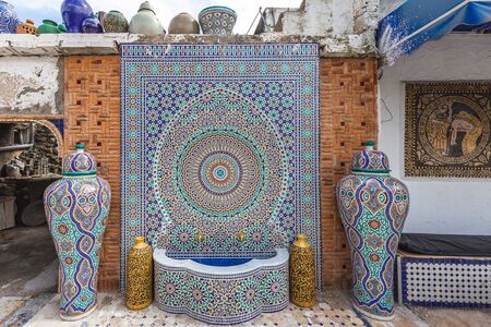 Moroccan handmade tile mosaic factory at Fez, Morocco.の写真素材