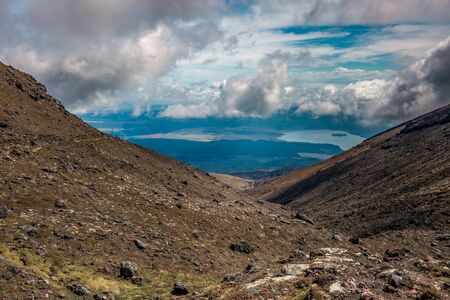 Famous Tongariro Crossing trek, Tongariro National Park, New Zealandの写真素材
